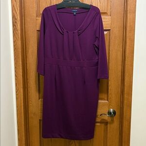 Lands End Knit 3/4” Sleeve wine colored dress